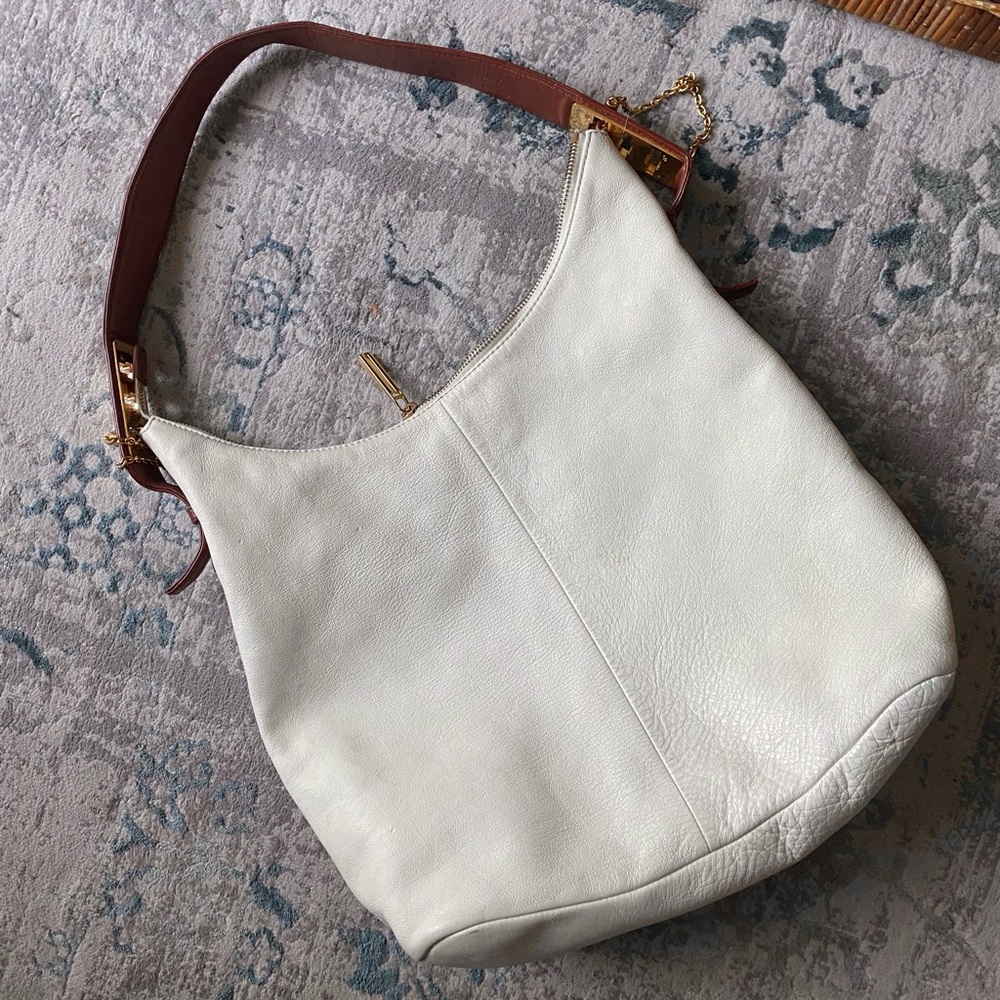 Tory Burch Big Cream Leather Hobo